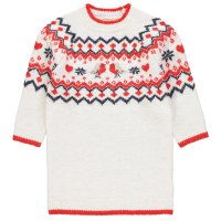 GX533: Fairisle Robin Kids Christmas Knitted Dress (1-9 Years)